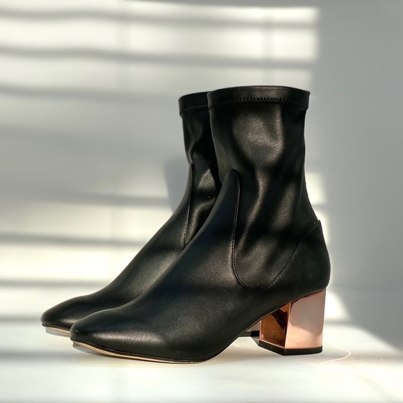black sock boots with rose gold heel - Picture 2 of 4
